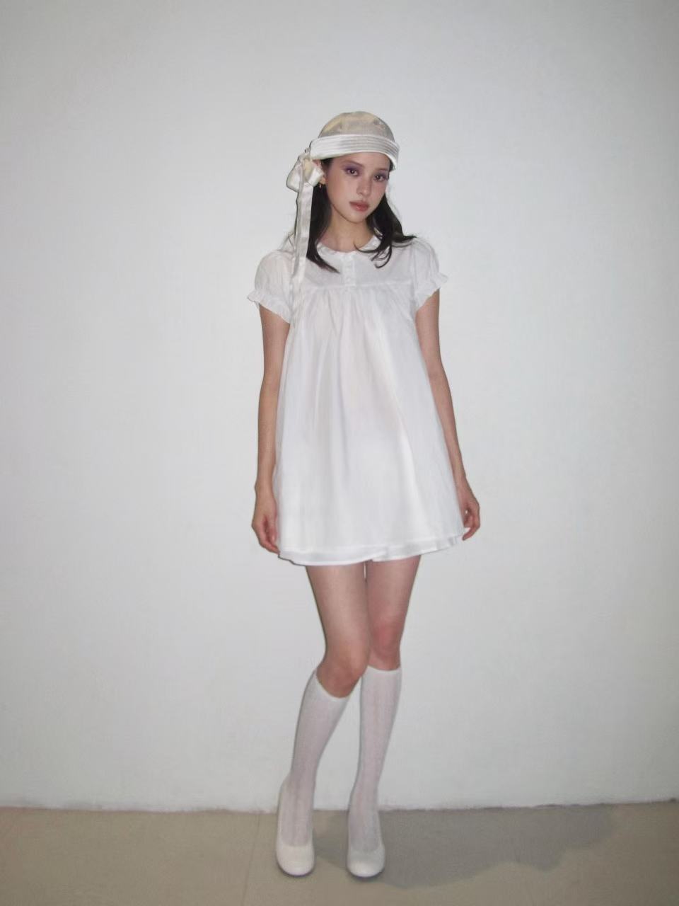 White Calfskin Wedge Heel Shoes