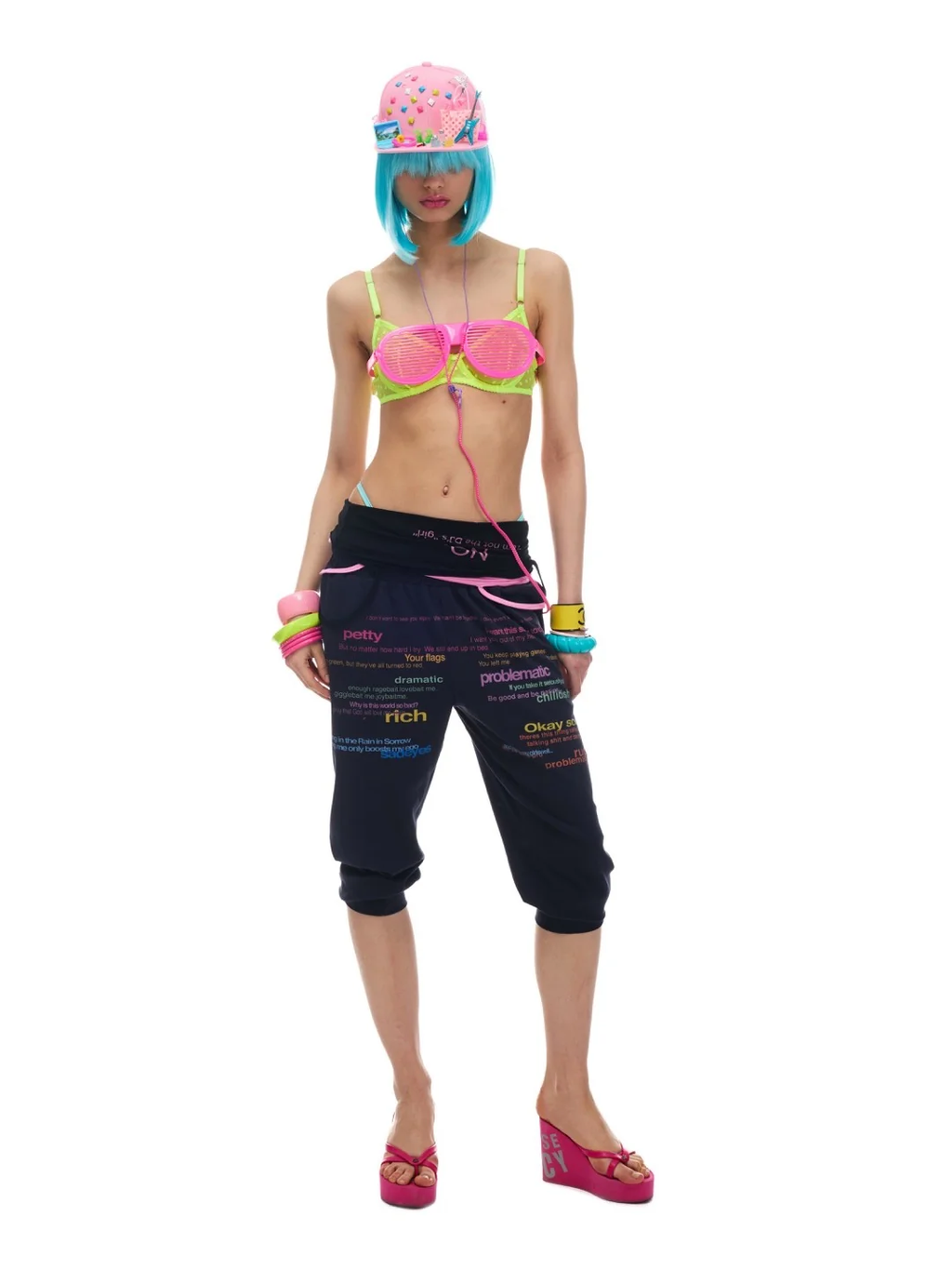 Colourful Slogan Drawstring Sweatpants