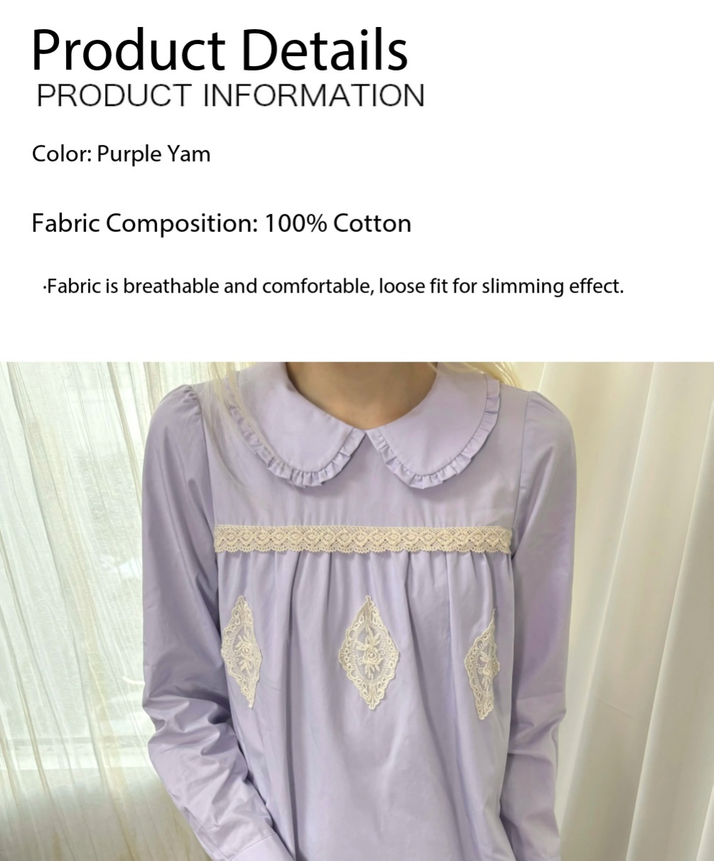 Lavender Peter Pan Collar Babydoll Dress with Lace Trim