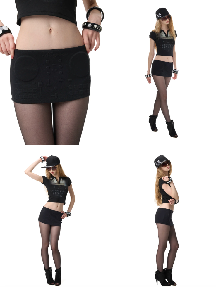 BPM Girl Embossed Club Mini Skirt