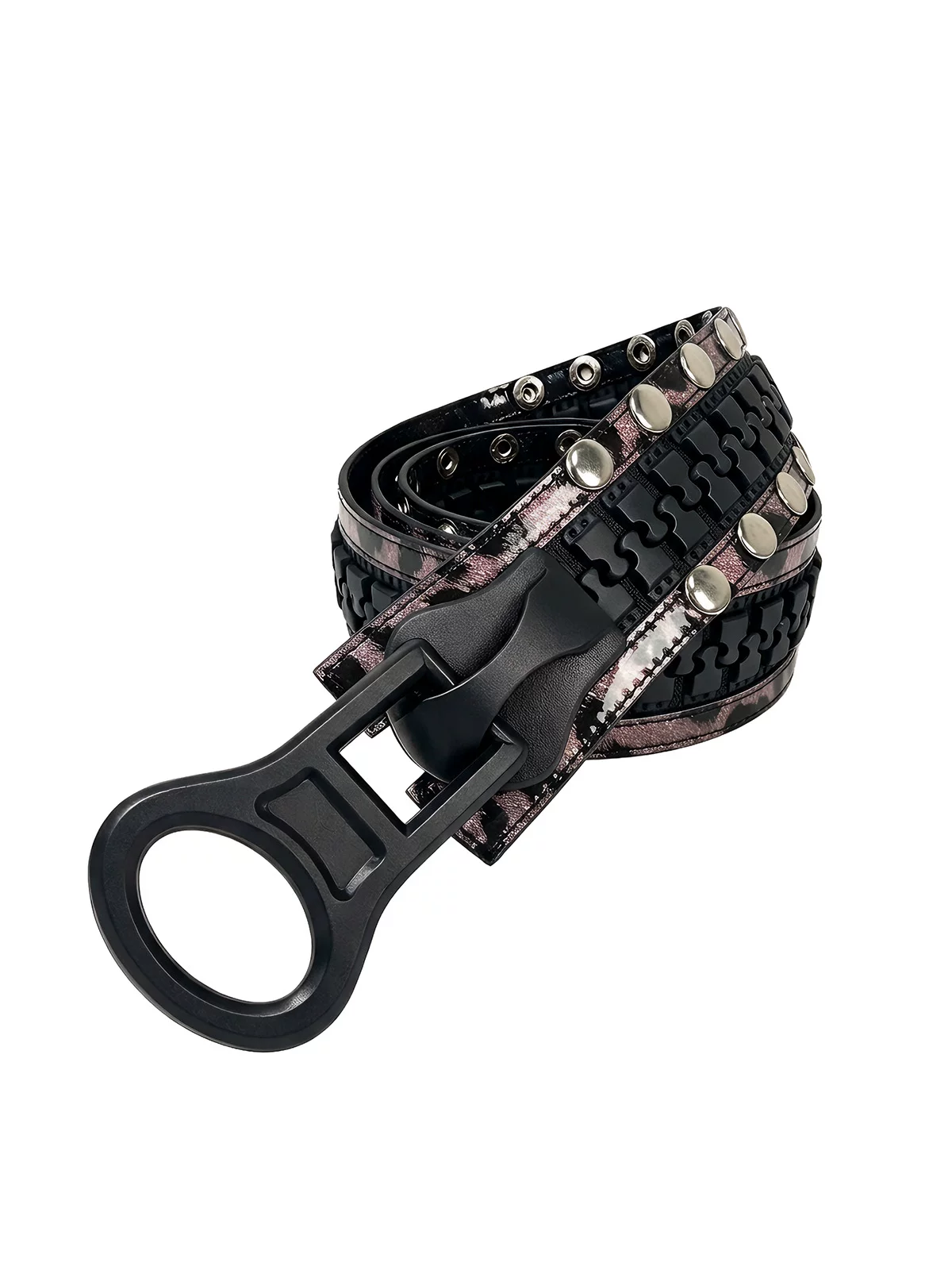FOURTH3EX OVERSIZED ZIPPER STUDDED BELT