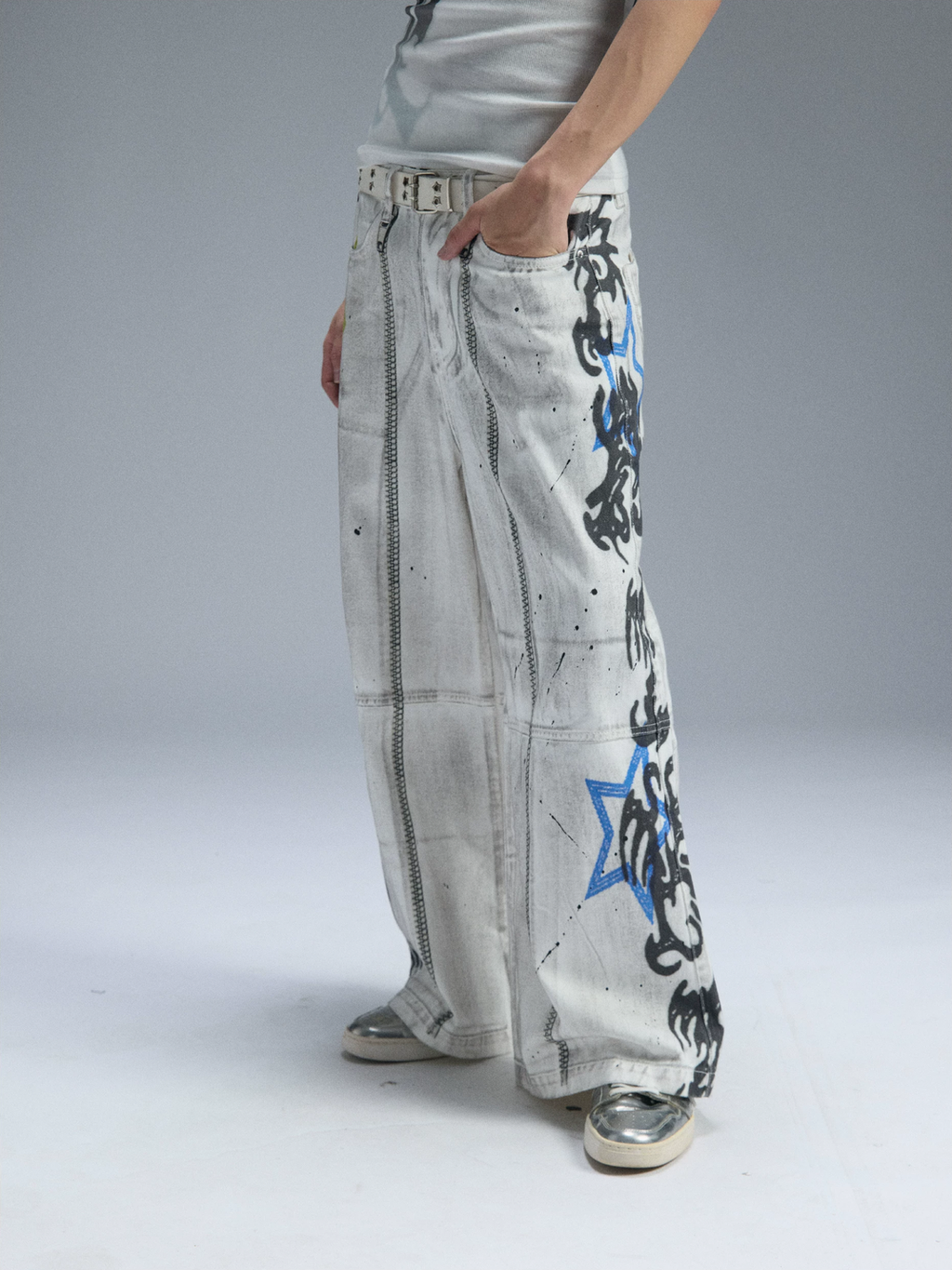 PAIKI Graffiti Dirty Dye Letter Pants