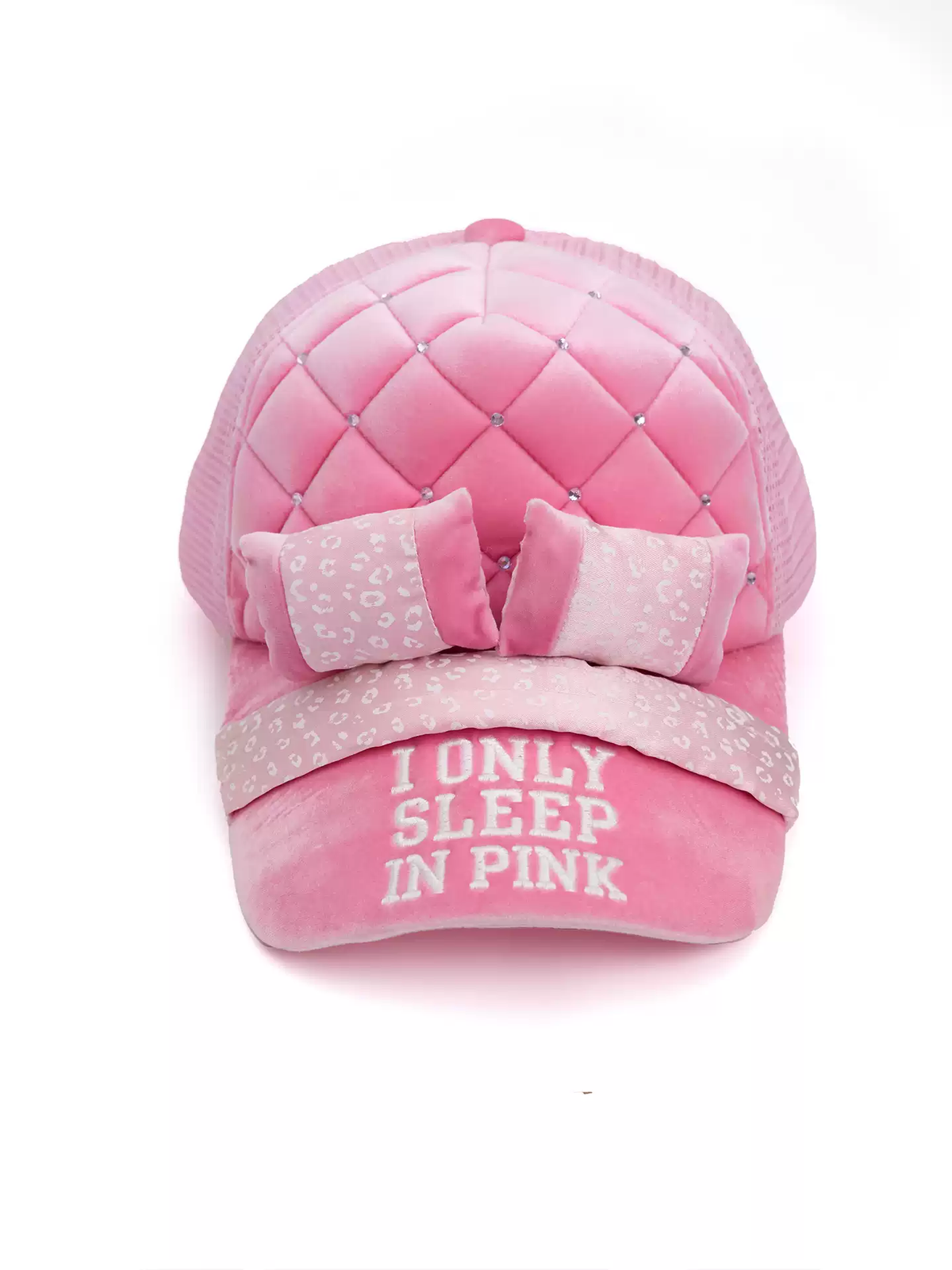 NORGIRA I ONLY SEELP IN PINK Bedroom Blingcap Velour Quilted Trucker Cap – Pink
