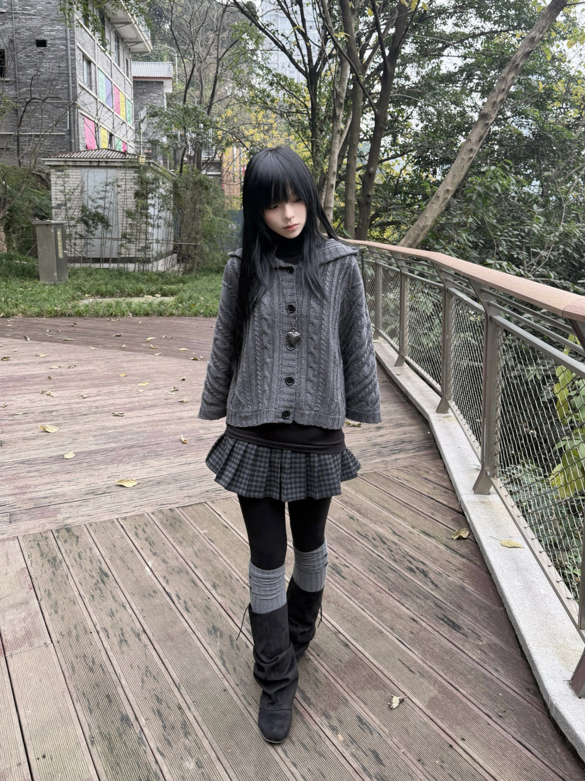 Knit Hooded Batwing Cape