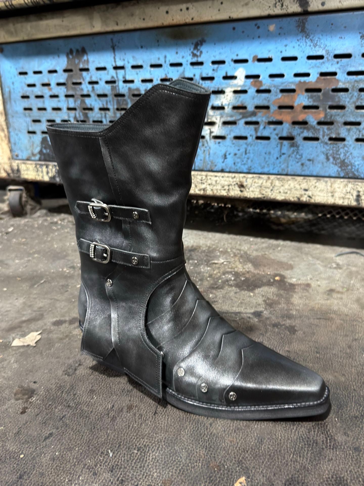Rivet Buckle Mid-Calf Boots