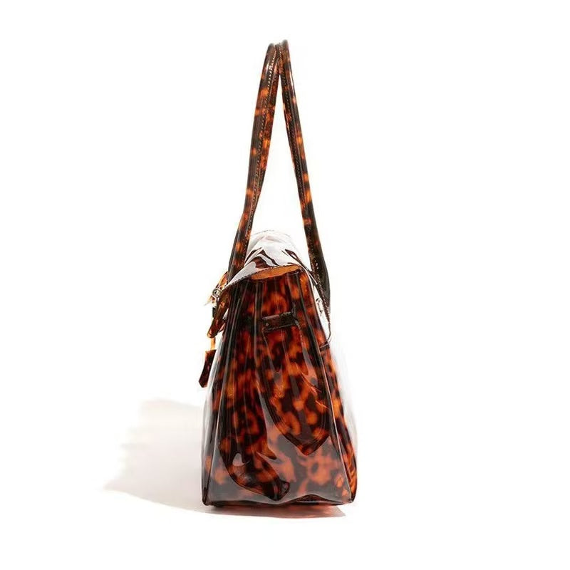 Tortoiseshell Jelly Firkin Tote Bag - Clear PVC Handbag