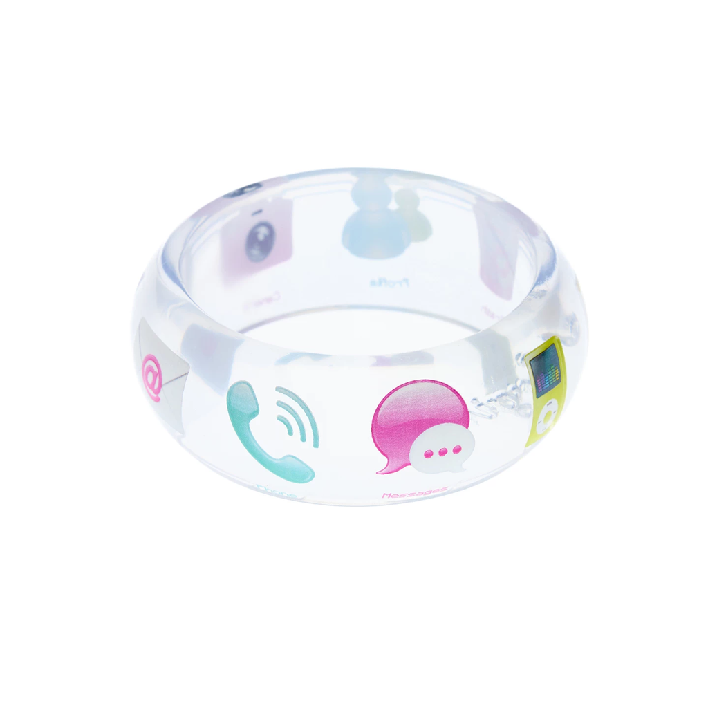 NORGIRA MSN Messenger Transparent Resin Wide Bangle