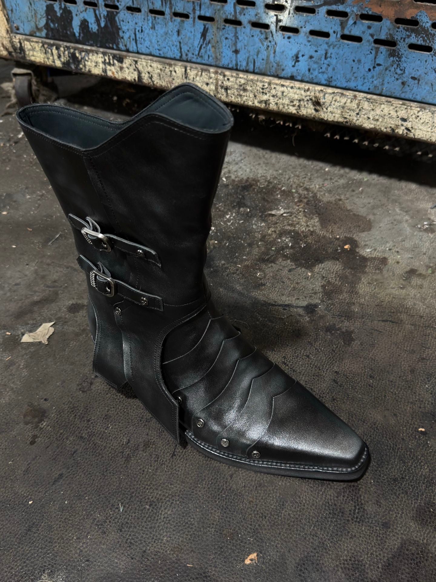 Rivet Buckle Mid-Calf Boots