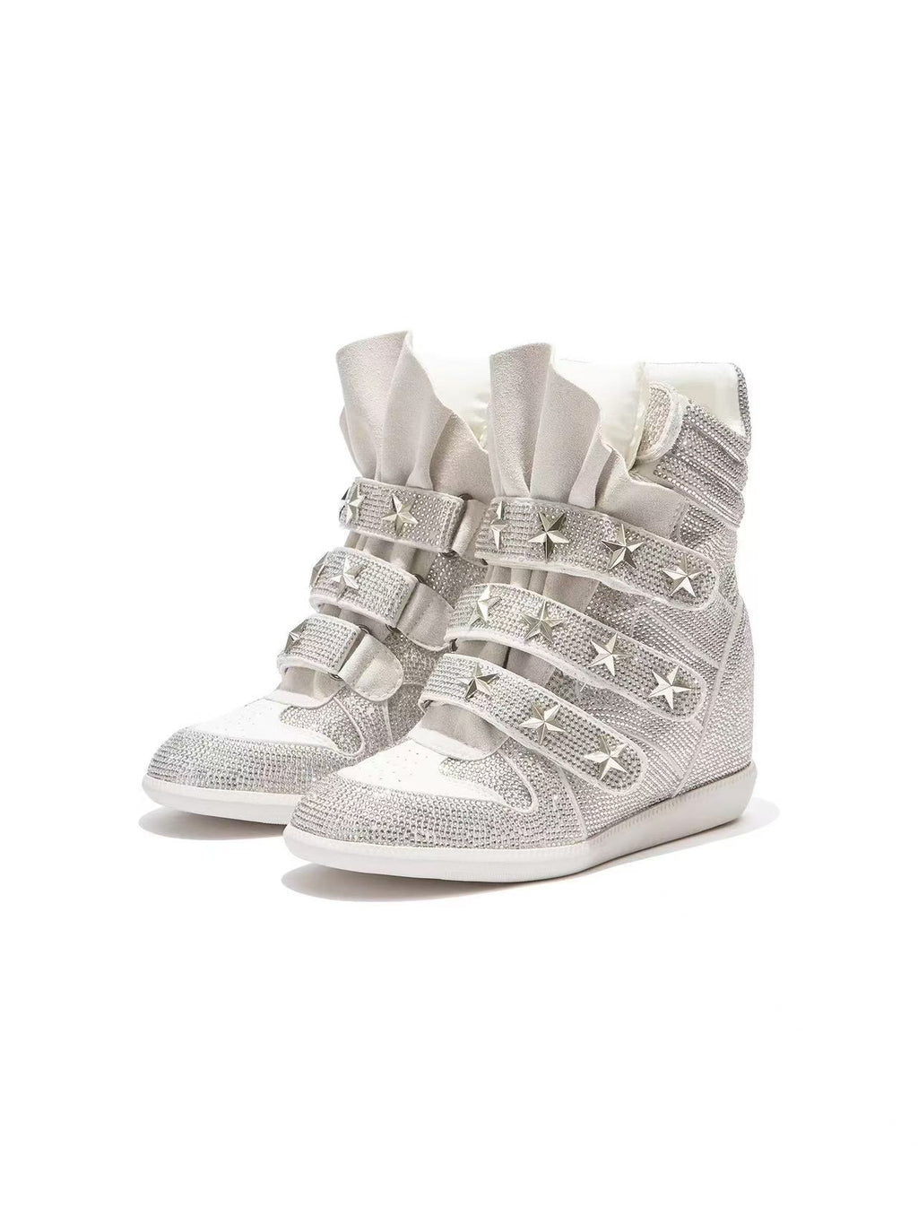 Glitter Star Studded Wedge Sneakers