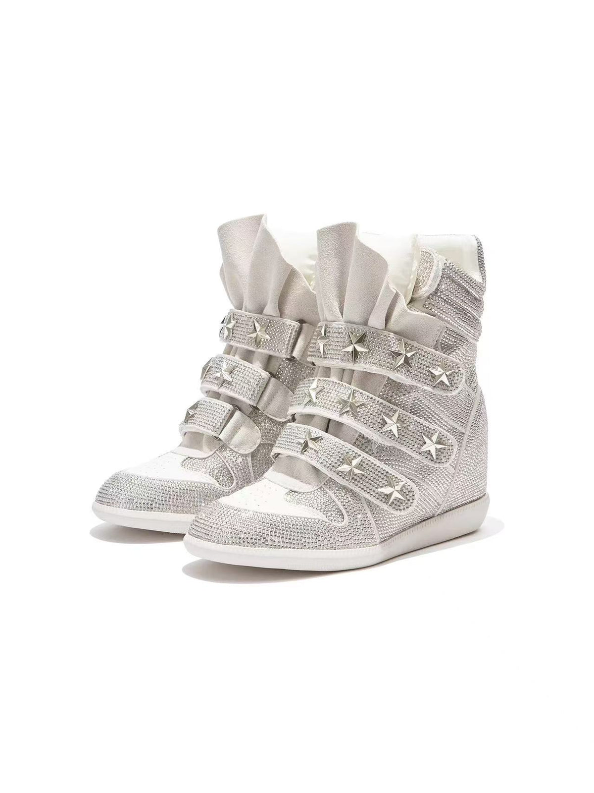 Glitter Star Studded Wedge Sneakers