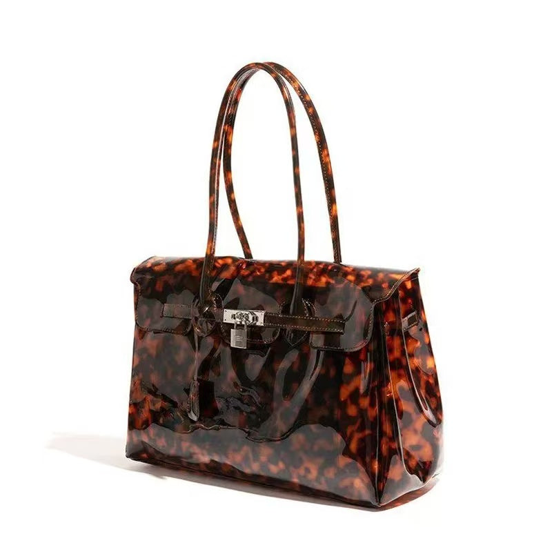 Tortoiseshell Jelly Firkin Tote Bag - Clear PVC Handbag