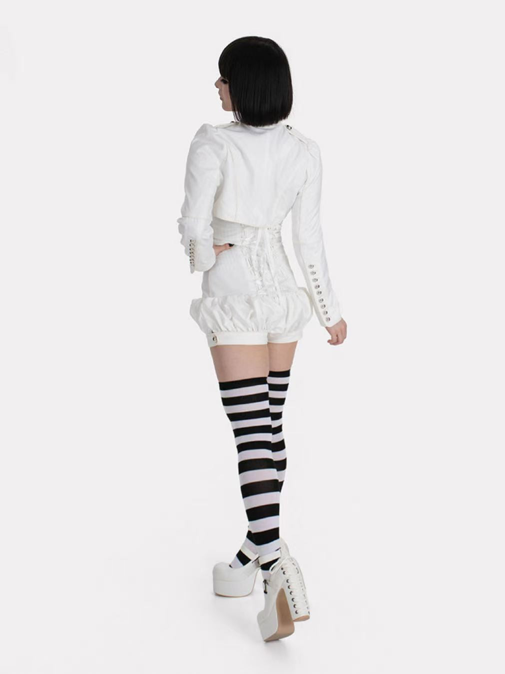 BLACK & WHITE STRIPED CUT-OUT CAMI TOP