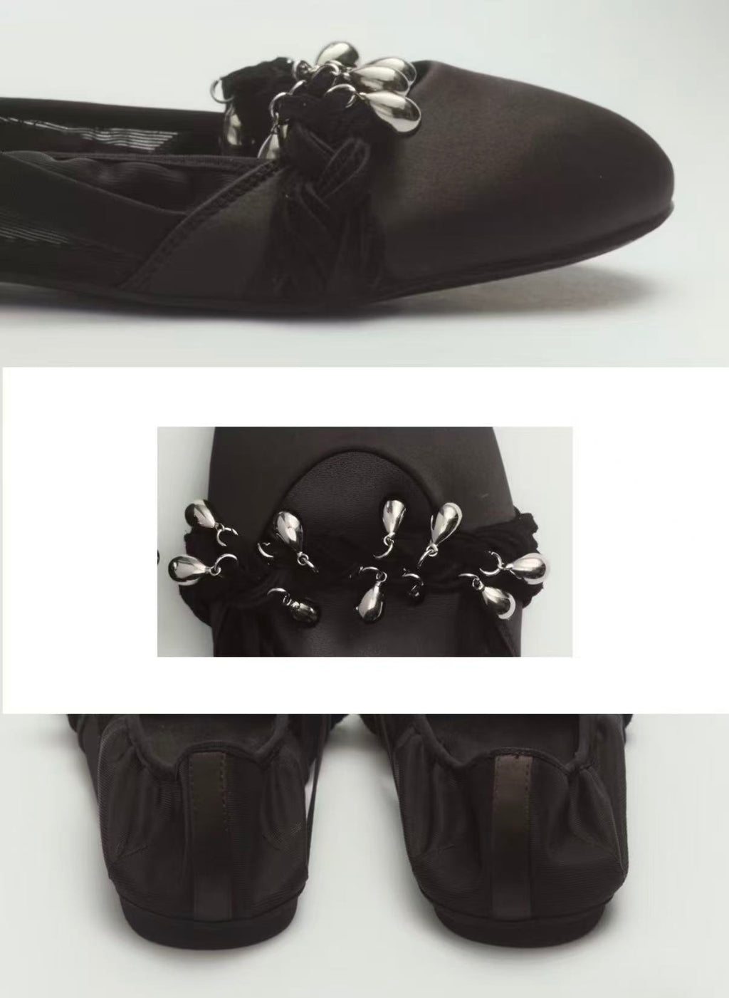 Black Silk Ballet Flats