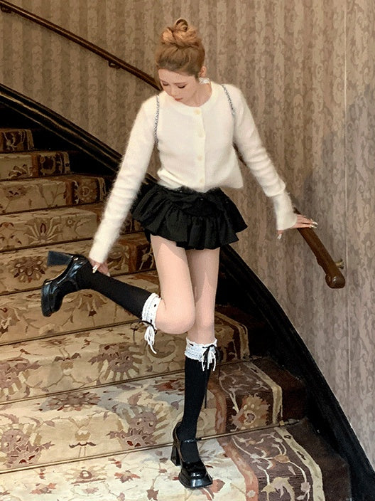 Sweet Lace Trim Bowknot Socks