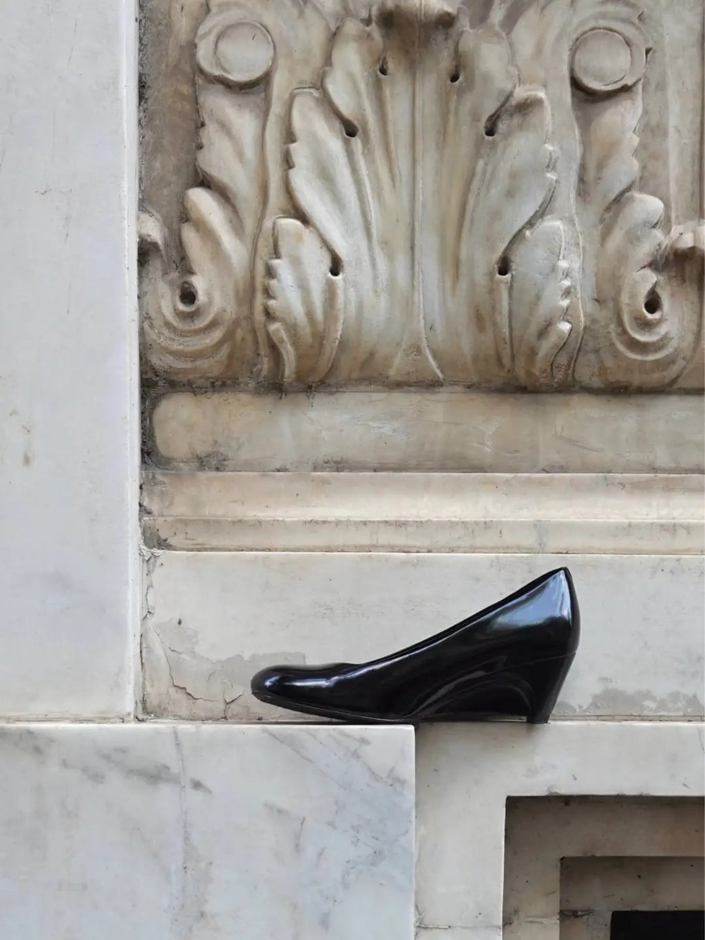 Black Patent Leather Wedge Heel Shoes