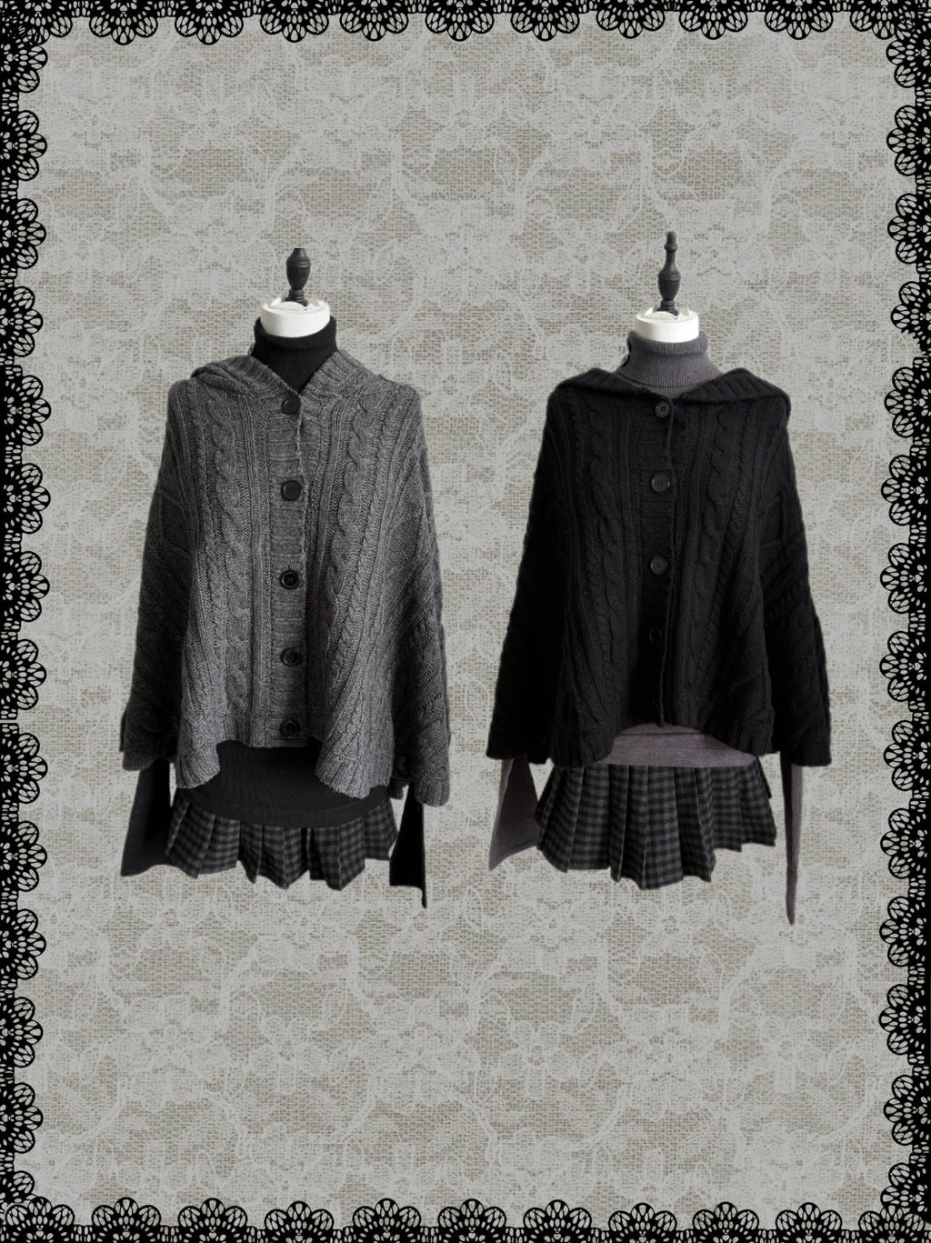 Knit Hooded Batwing Cape