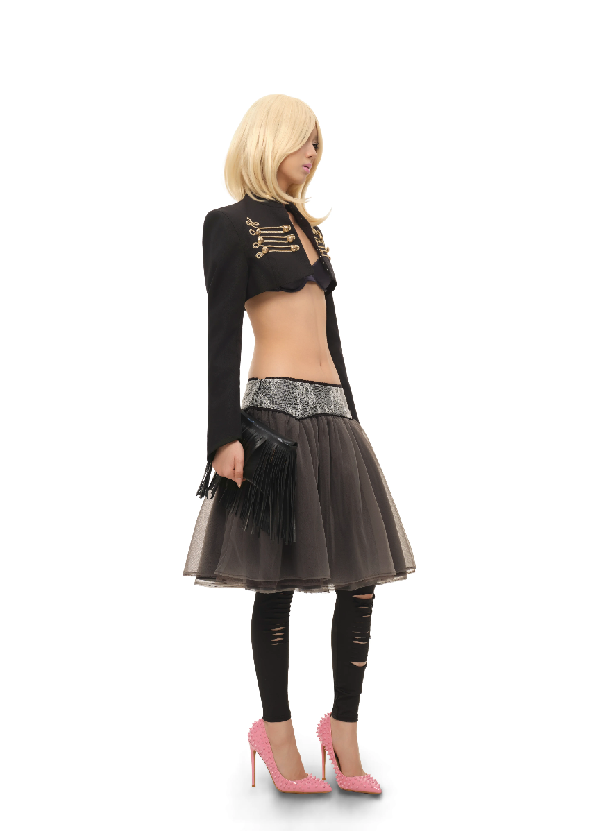 Sivona Medieval Echo Retro Palace Napoleon Double-Breasted Braided Cropped Jacket