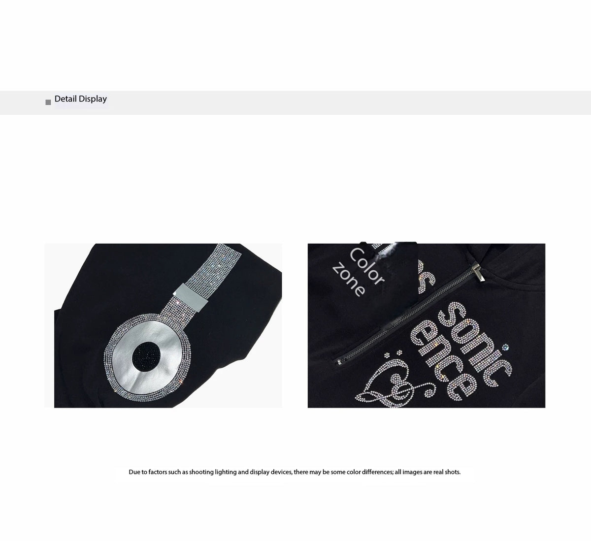 LOUD MUSIC CHAOS RHINESTONE GRAPHIC ZIP-UP HOODED DRESS