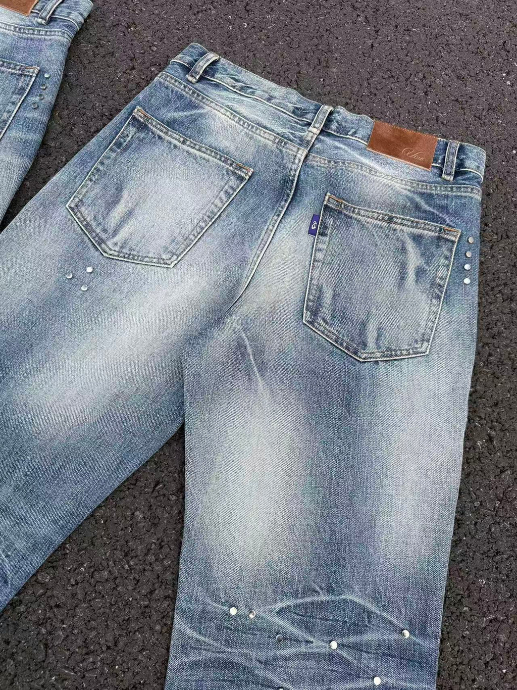 Frosted Glacier Fresh-Wash Distressed Whisker  Flare-Leg Jeans