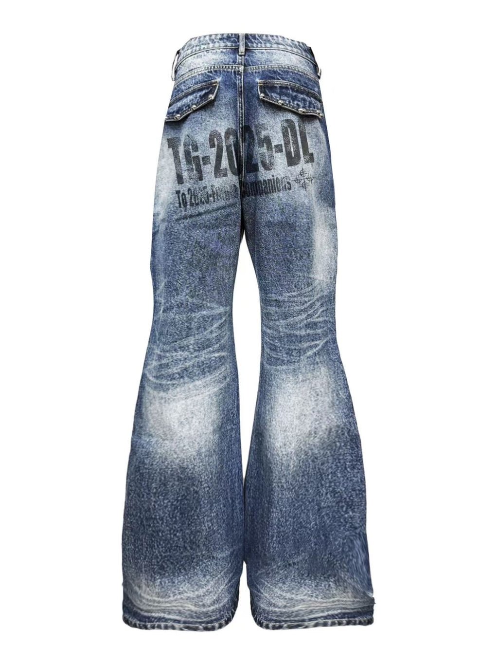 Slogan Washed Blue Jeans