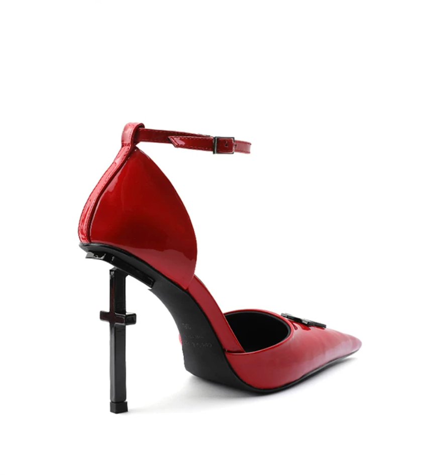 Crucifix Cut-Out Strappy Heels