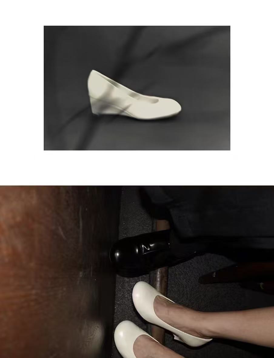 White Calfskin Wedge Heel Shoes