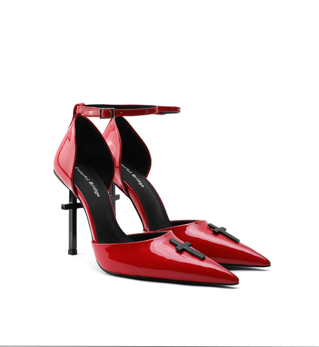 Crucifix Cut-Out Strappy Heels