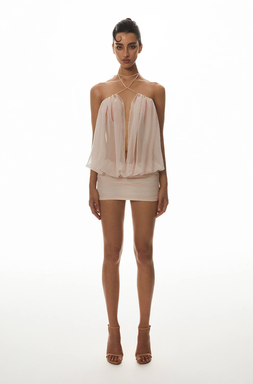 Blush Pink Halter Mini Dress