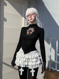 Gothic Cross Cutout Top with Nine Crosses