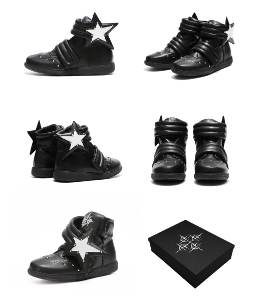 Bootleg Star Patch Round-Toe Skate Shoes