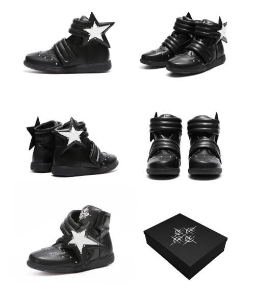 Bootleg Star Patch Round-Toe Skate Shoes