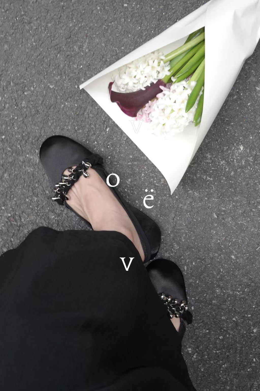 Black Silk Ballet Flats