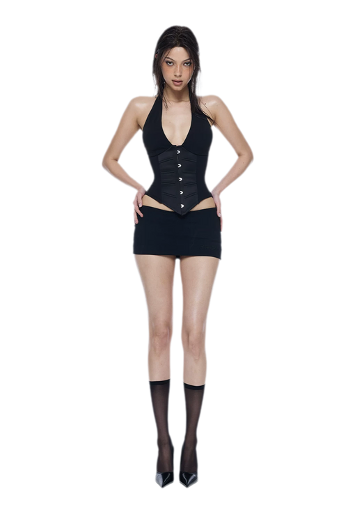 BUM STUDIO Structured Bustier & Embroidered Mini Skirt Set