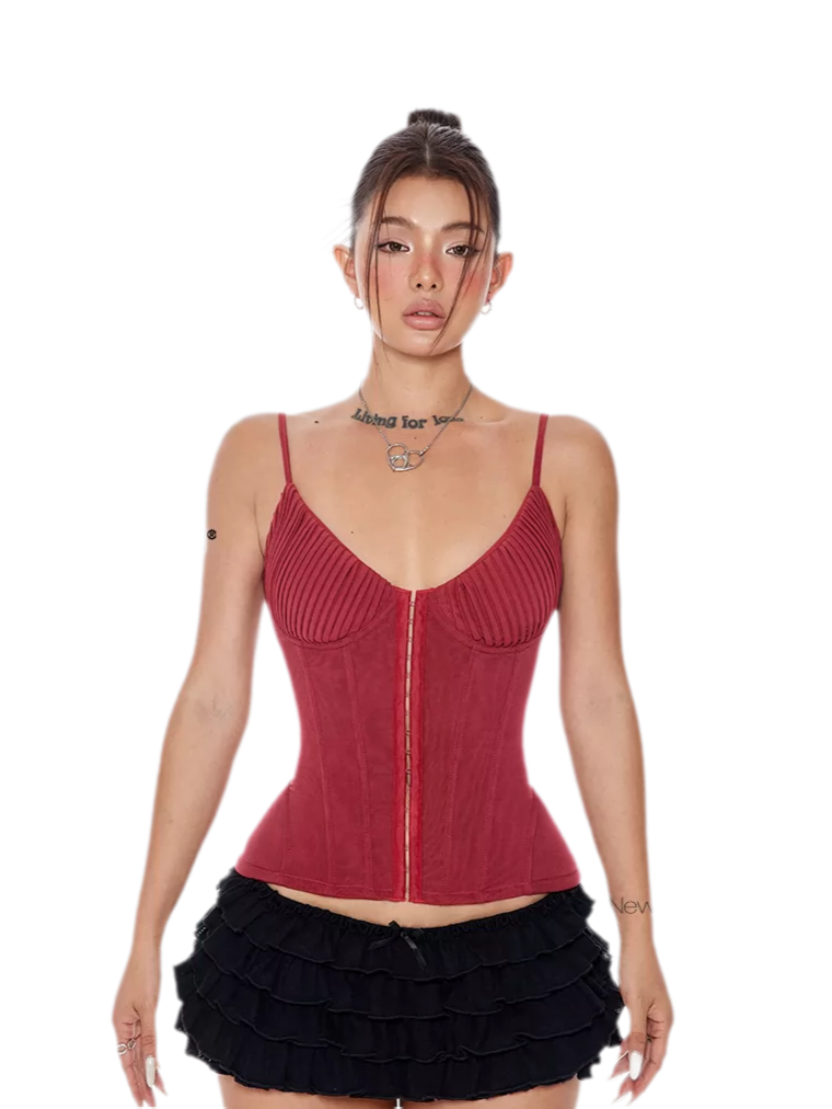 Mesh corset crop bustier