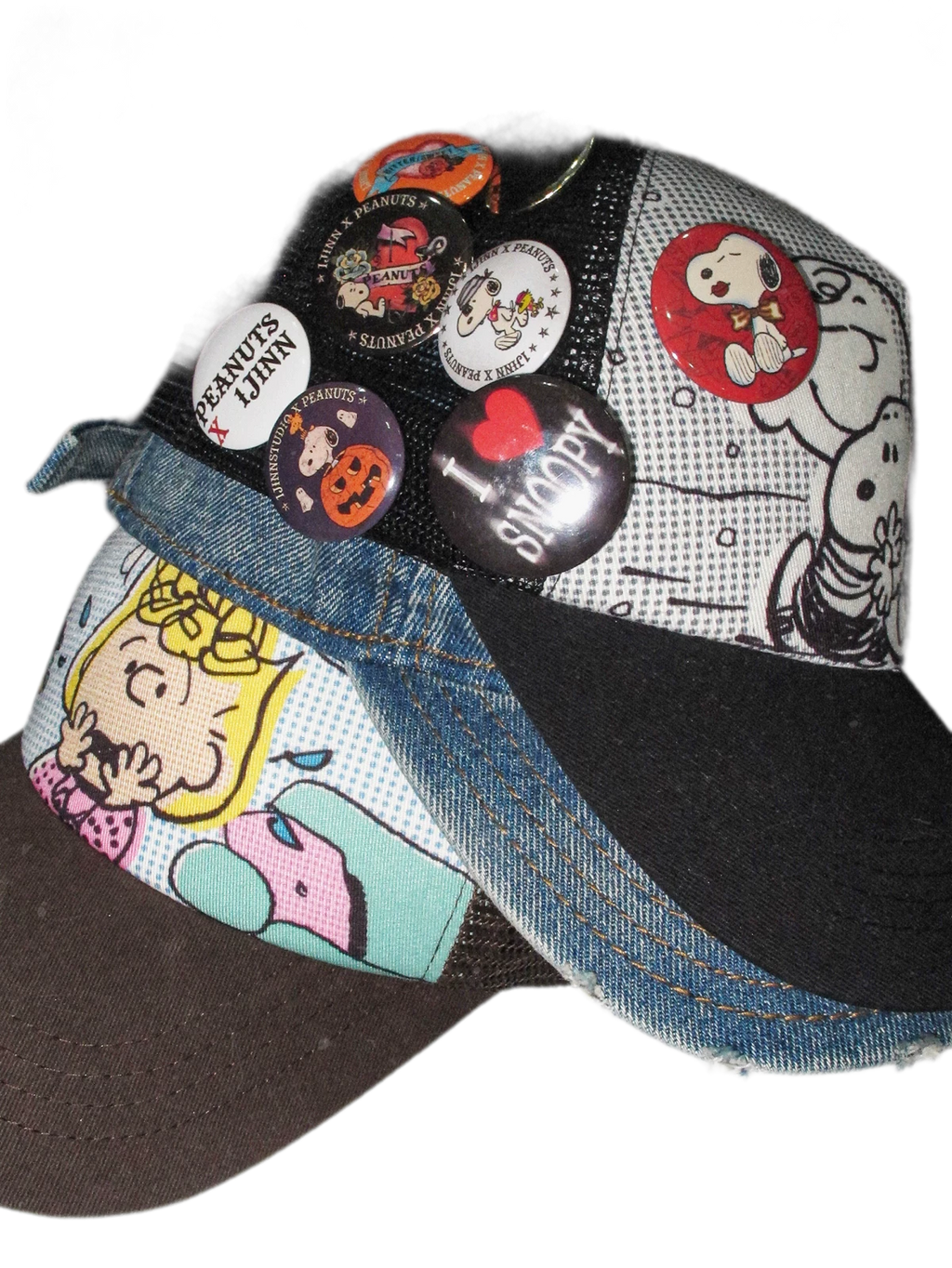 Contrast Panel Comic Print Trucker Cap
