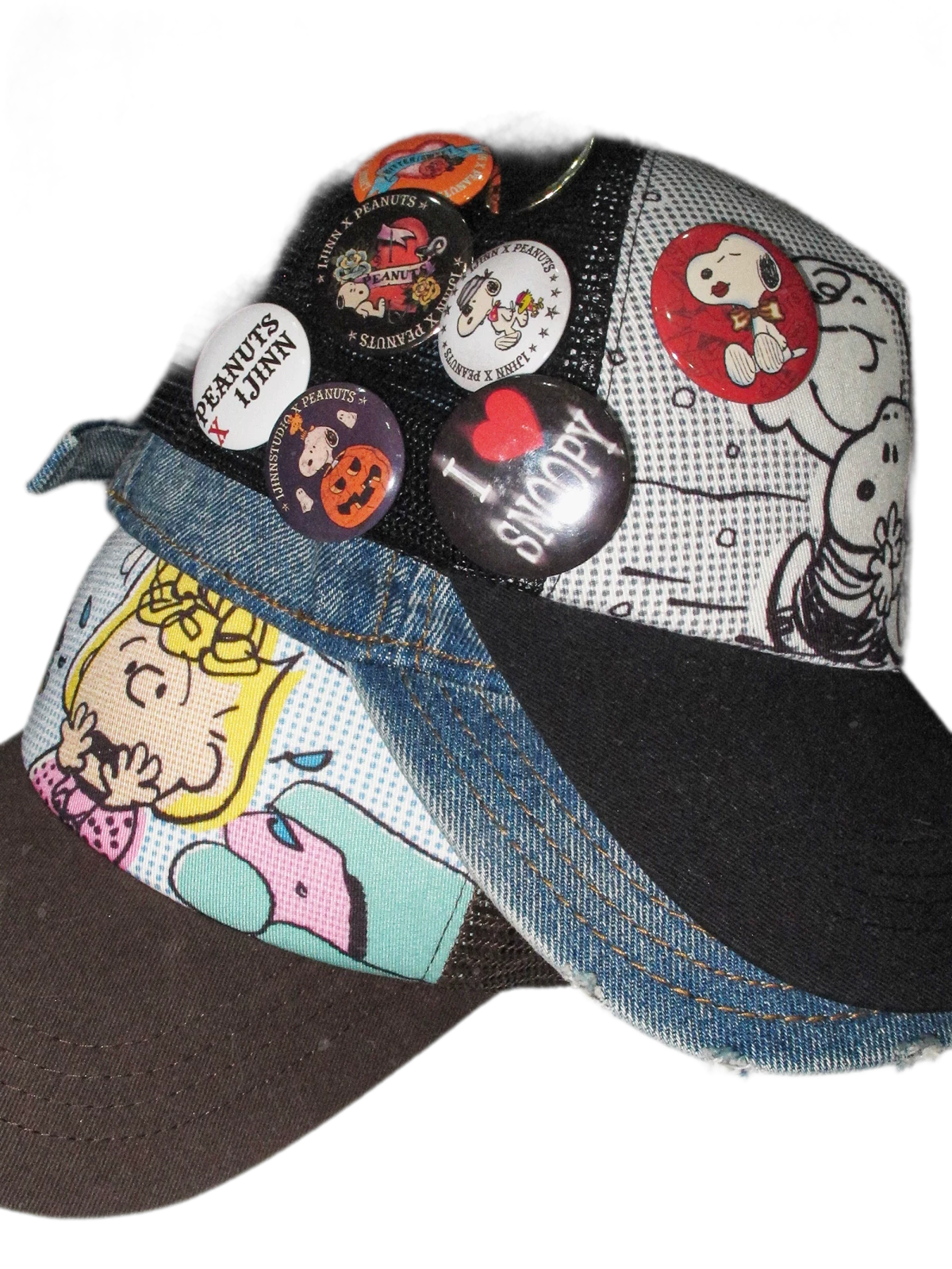 Contrast Panel Comic Print Trucker Cap