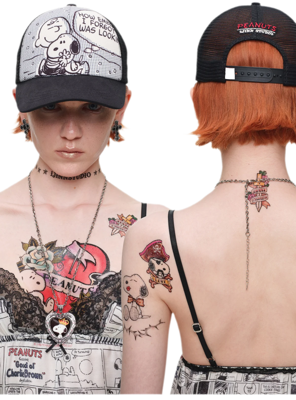 Contrast Panel Comic Print Trucker Cap
