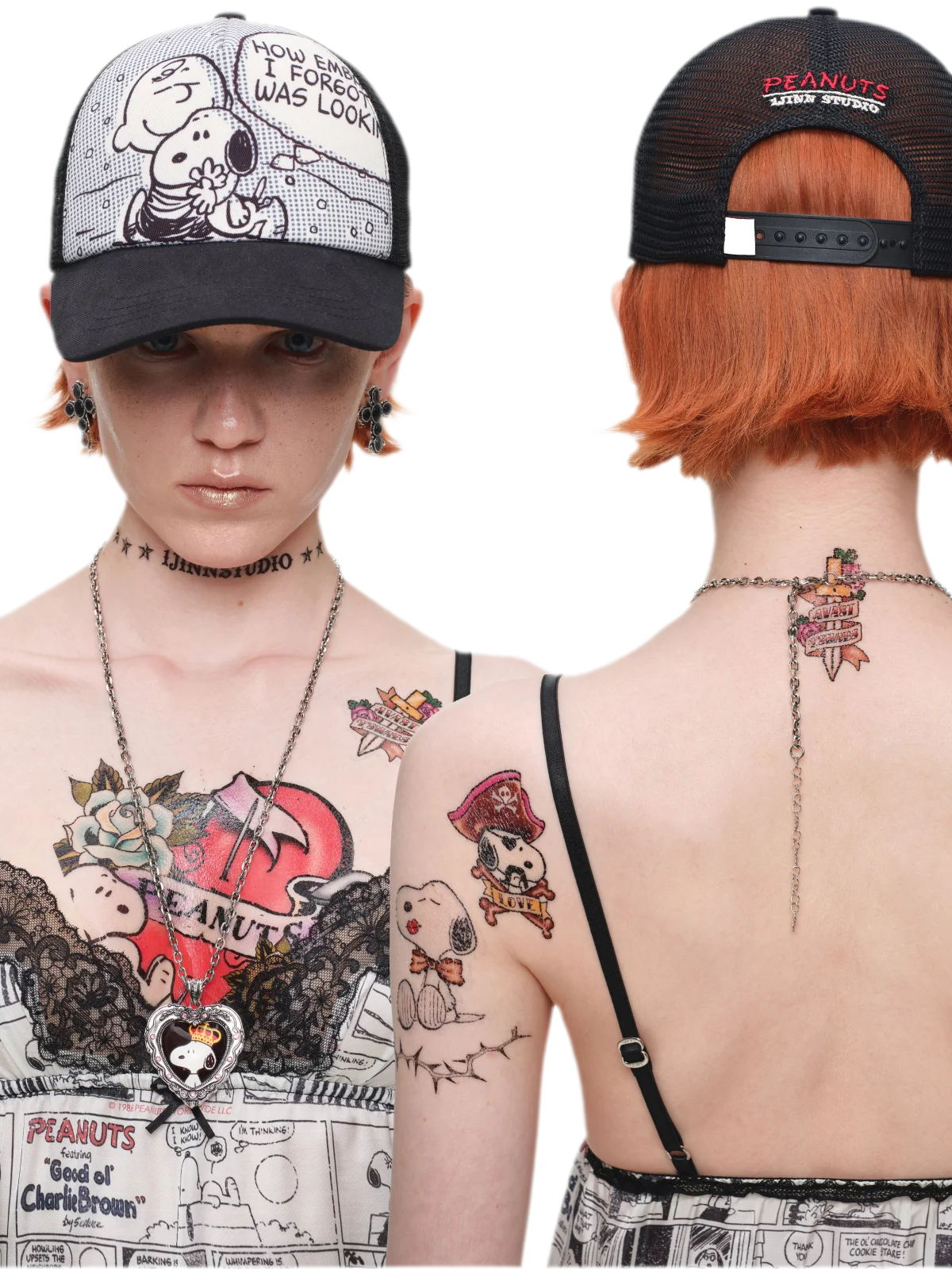 Contrast Panel Comic Print Trucker Cap