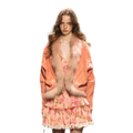 Cropped cable knit batwing wool cardigan with fur collar