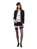 Boucle cropped jacket and shorts set