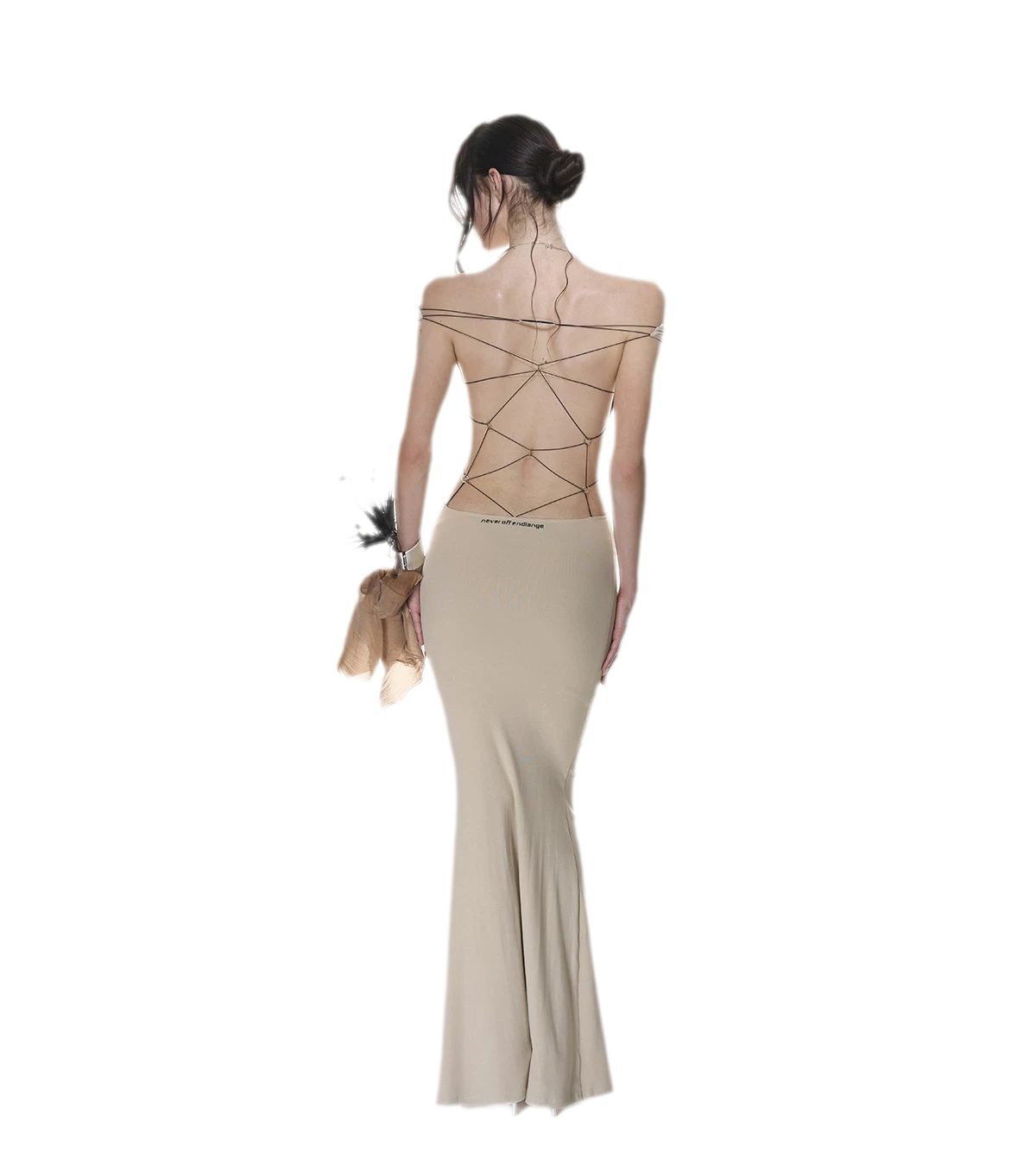 NOLA Back Tie Knit Maxi Dress – Off-Shoulder Bodycon Stretch Dress