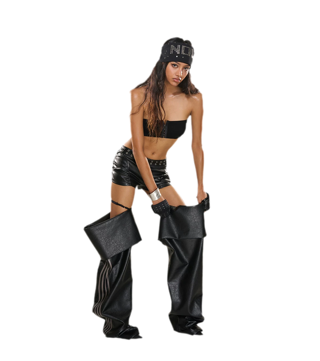 NOLA Oversized Leather Leg Harness – Black Wide Strap Statement Garter