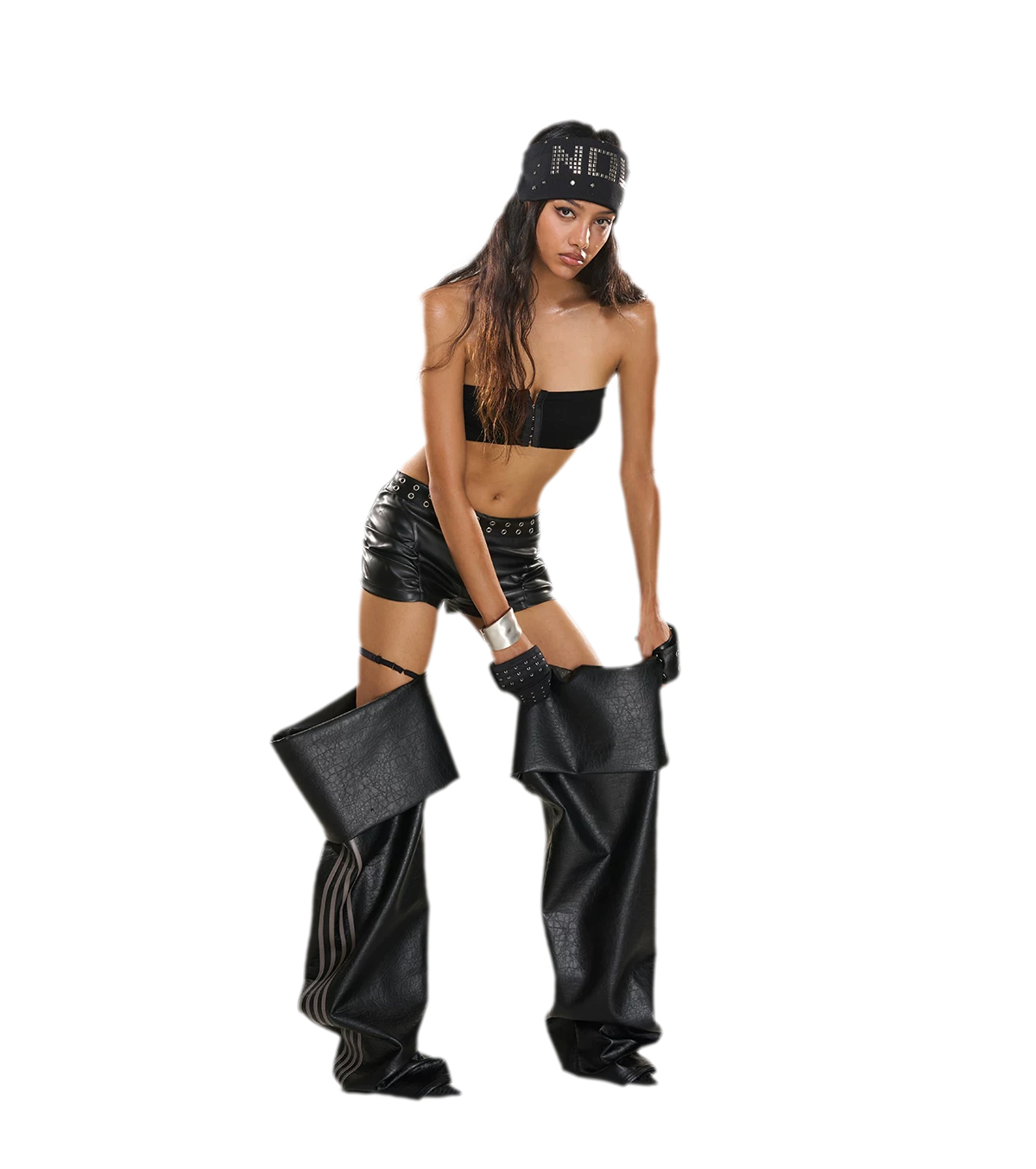 NOLA Oversized Leather Leg Harness – Black Wide Strap Statement Garter