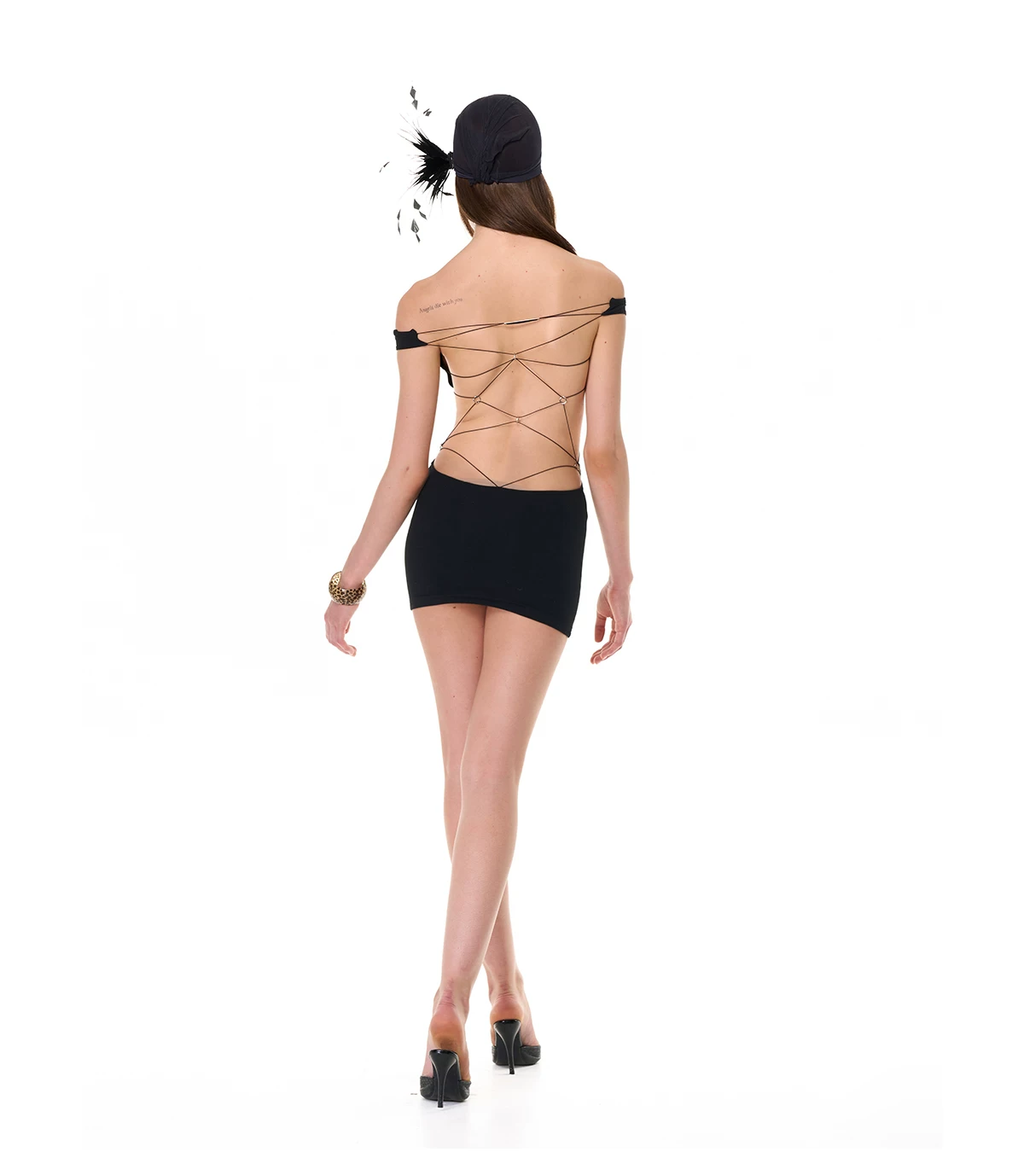 Backless Cross-Tie Halter Bodycon Dress