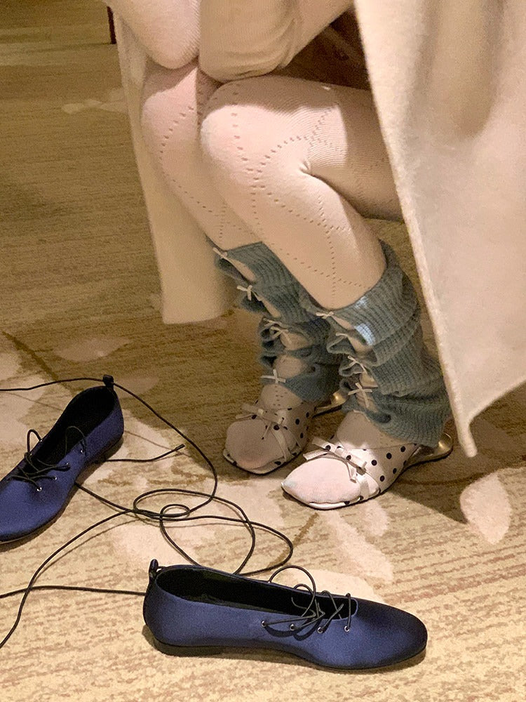 Ribbed Knit Cutout Bow Leg Warmers