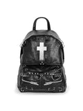 Gothic Cross Cracked Leather Backpack
