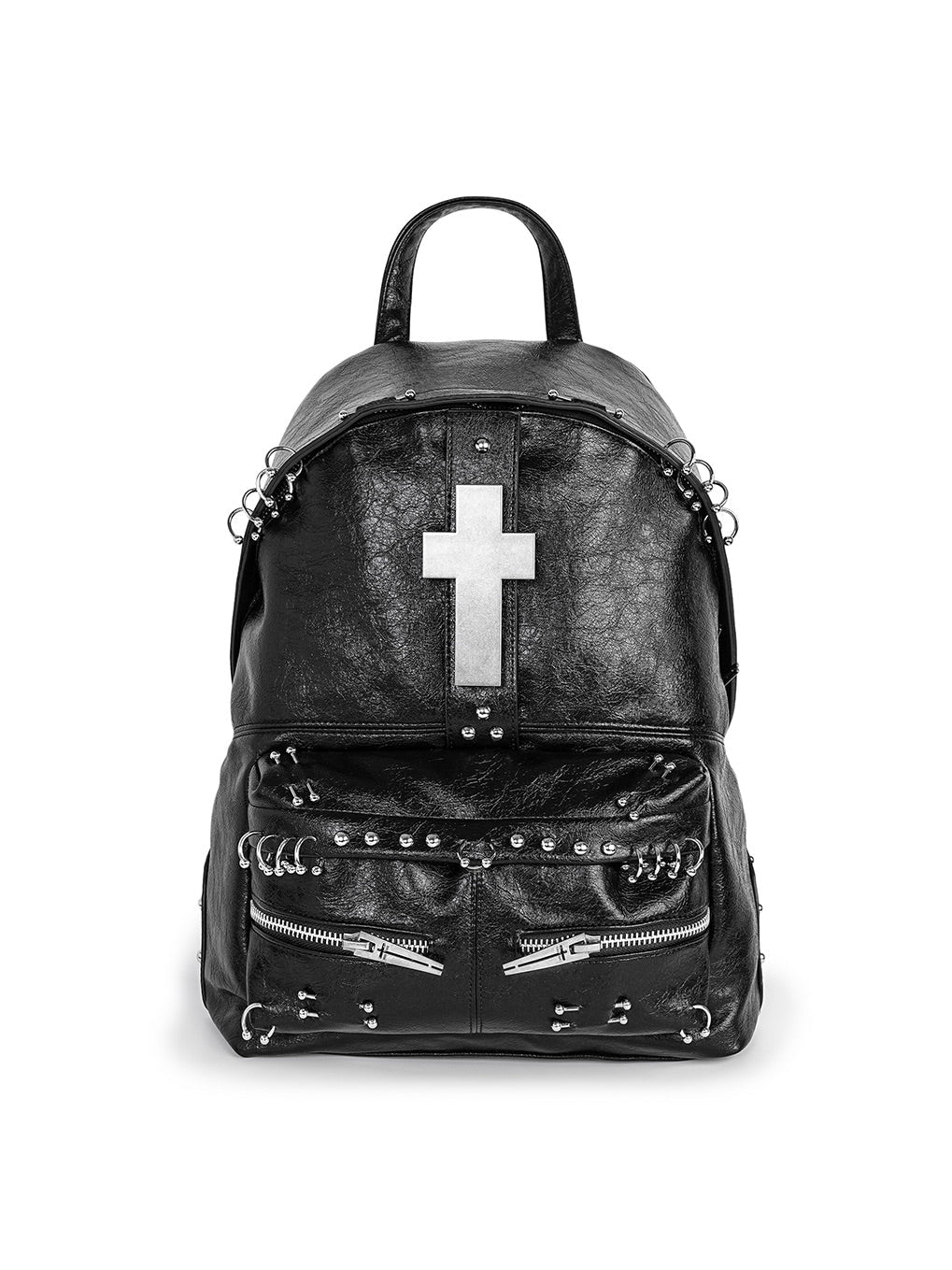 Gothic Cross Cracked Leather Backpack
