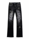 Madonna-style denim jeans with rivet holes