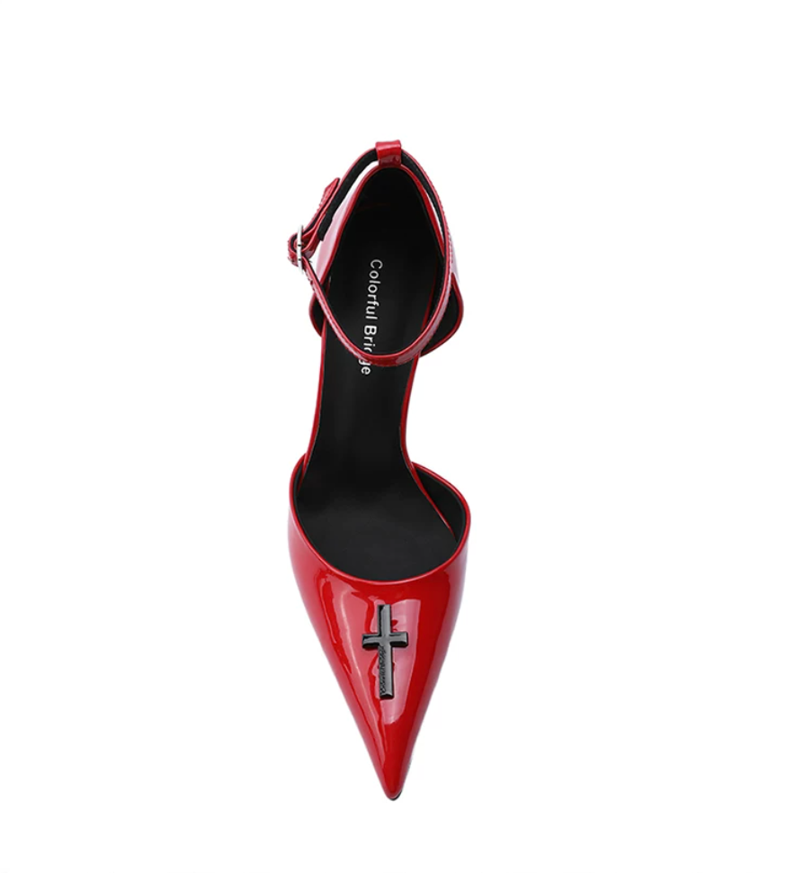 Crucifix Cut-Out Strappy Heels