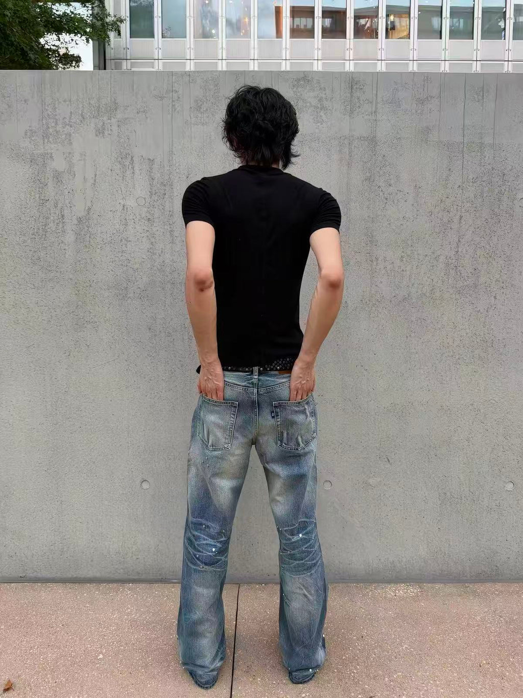 Frosted Glacier Fresh-Wash Distressed Whisker  Flare-Leg Jeans